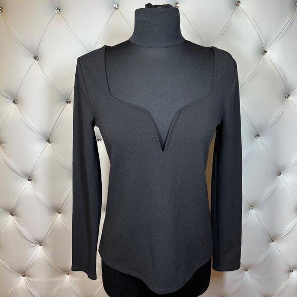 Express Black Fitted Blouse Whit Full Sleeves Size S/P - Picture 1 of 8